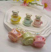 Cute Bear In Coffee Cup Resin Focal